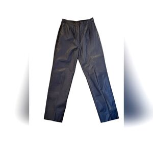 Vintage Genuine Leather Pants Lined Gray Straight Pleated Suspender Womens S/M